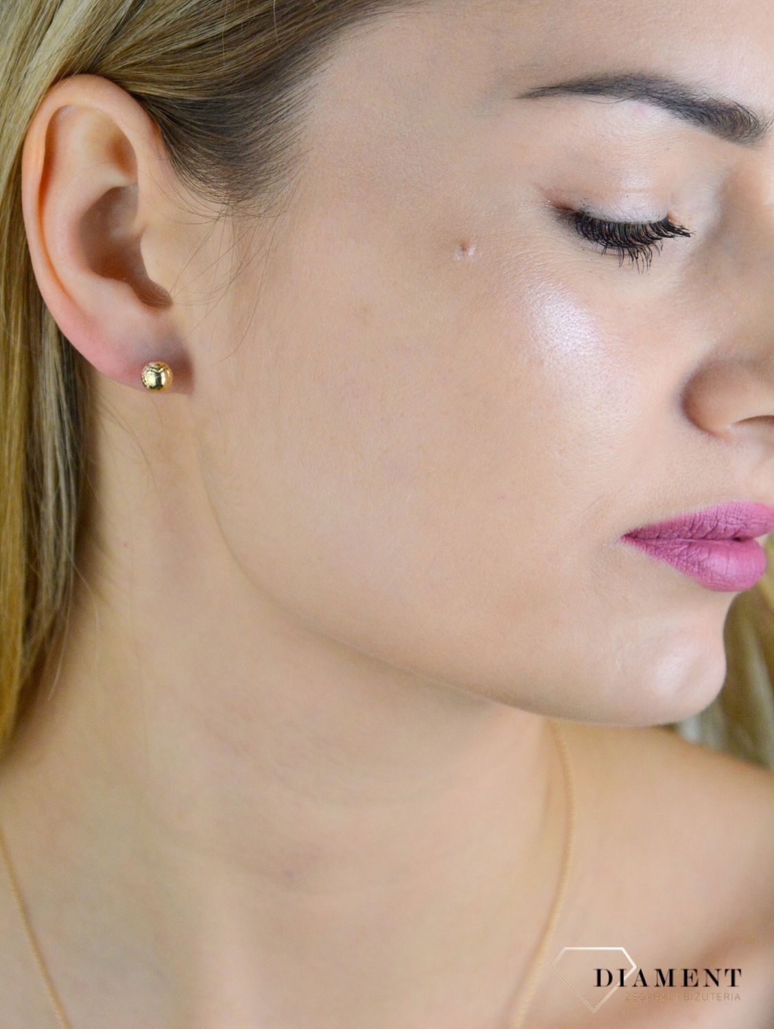 Złote kolczyki damskie kulki złoto 585 wkrętki 7 mm grawerowane DIA-KLC-10900-585 7mm Złote kolczyki damskie kuleczki wkrętki 7 mm  (2).jpg